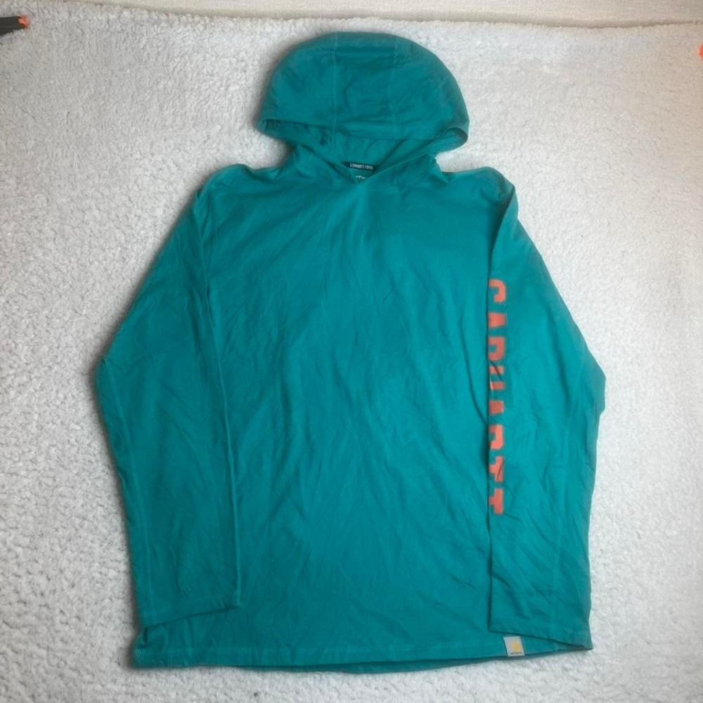 Carhartt force men's green light weight hoodie sleeve hit fishing work L